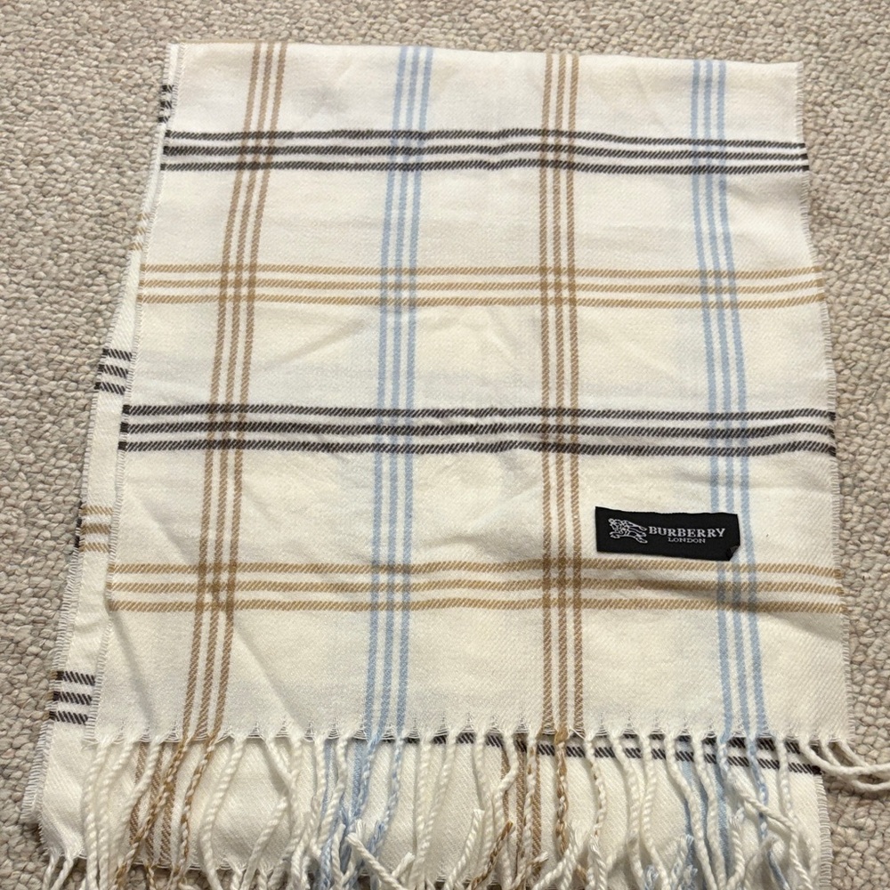 Burberry Cream and Tan Checkered Scarf - Picture 4 of 4